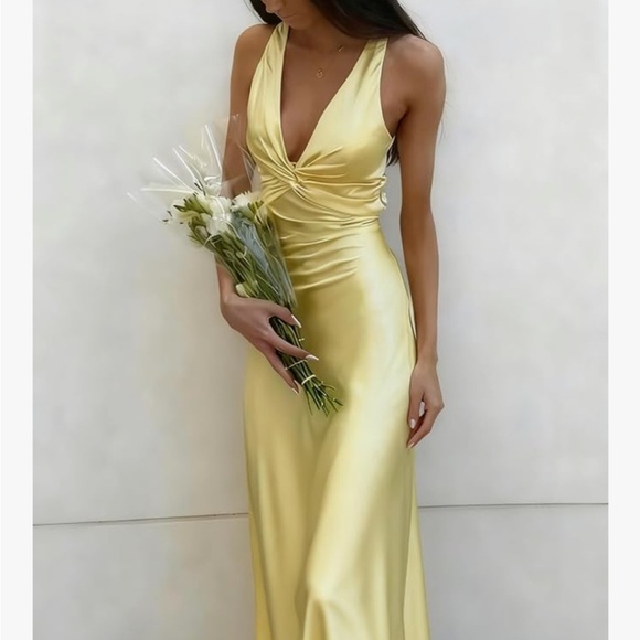 Satin Slip Maxi Dress in Bright Aqua Blue - Picture 4 of 6